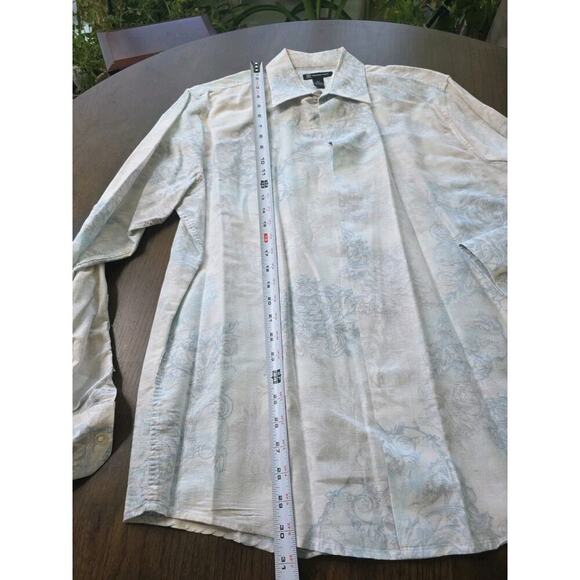 INC International Concepts men size XL long sleeve button up Blue floral linen - Picture 11 of 16